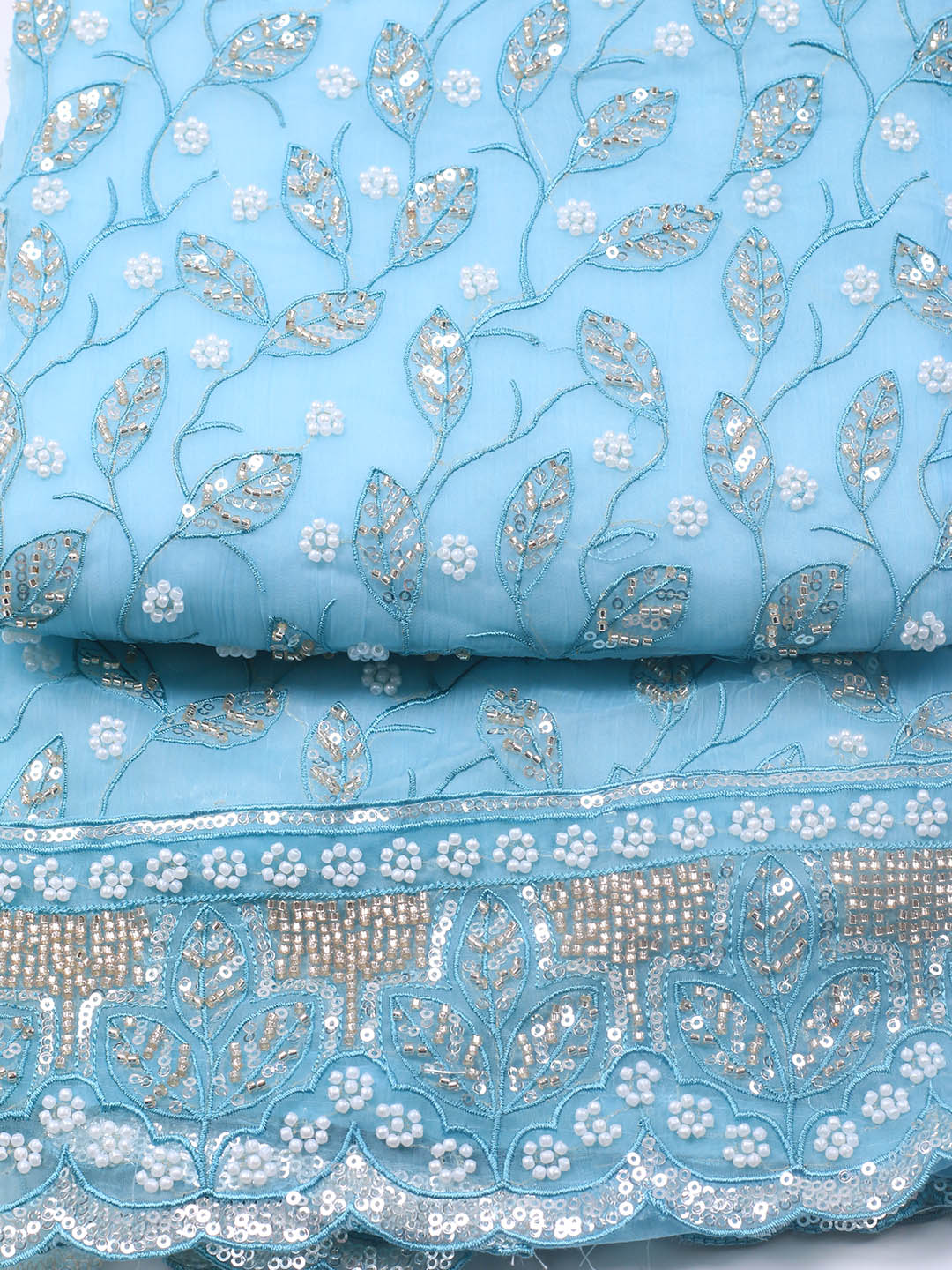 Embroidered Chiffon Unstitched Suit With Dupatta