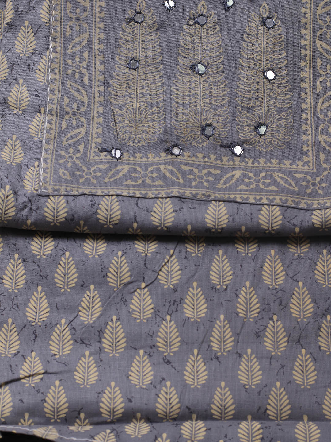 Printed Cotton Blend Unstitched Suit With Dupatta