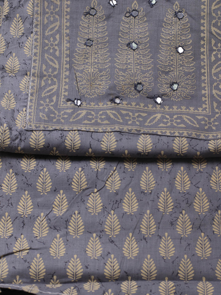 Printed Cotton Blend Unstitched Suit With Dupatta