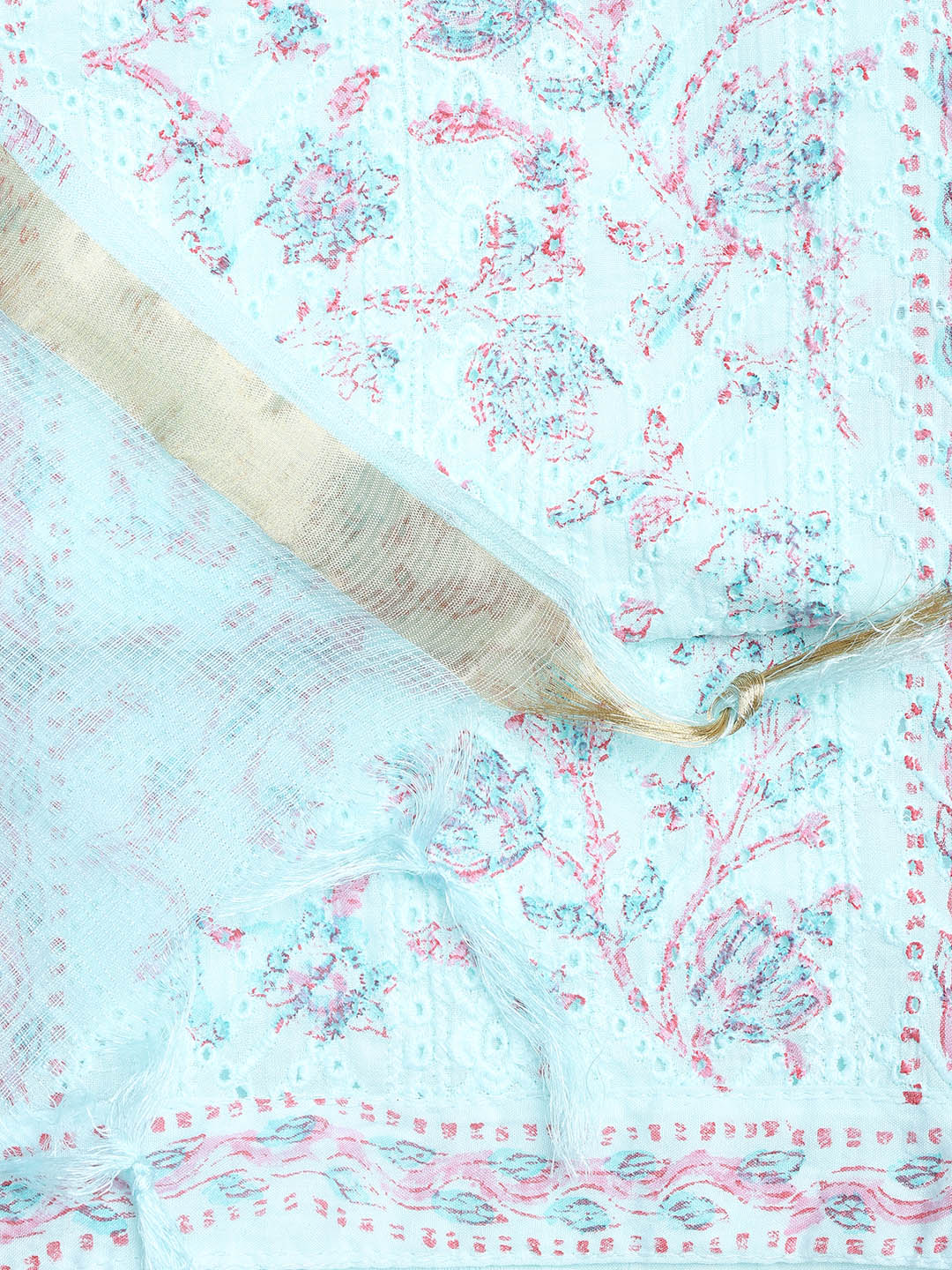 Printed Cotton Blend Unstitched Suit With Dupatta