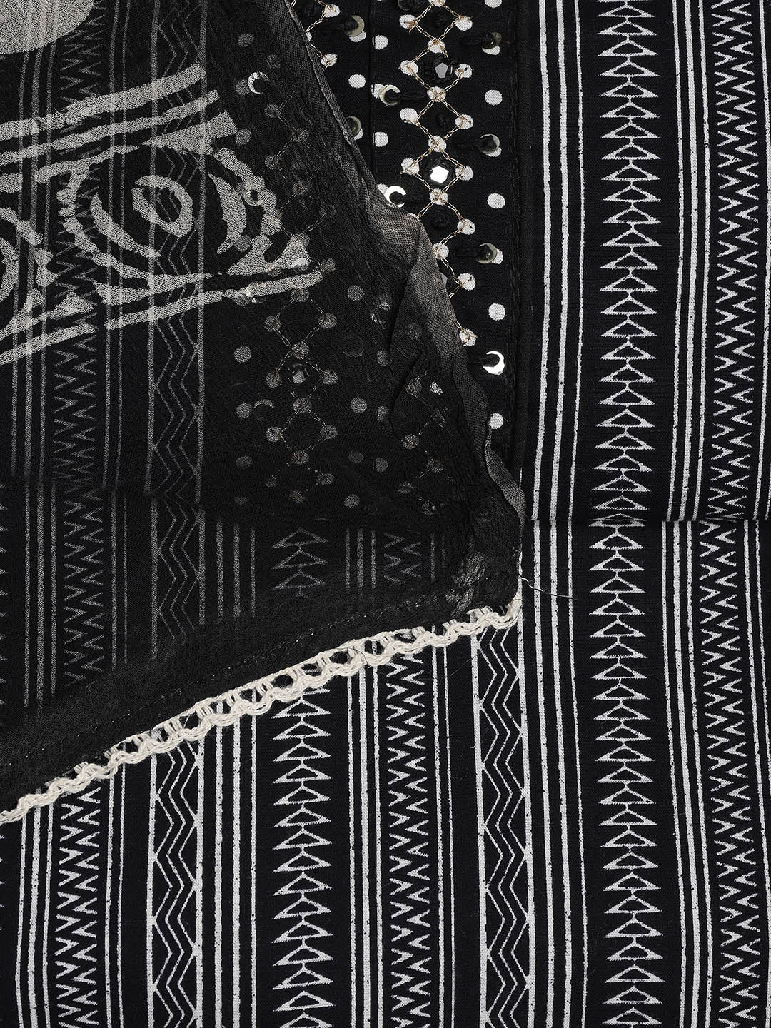 Printed Cotton Blend Unstitched Suit With Dupatta