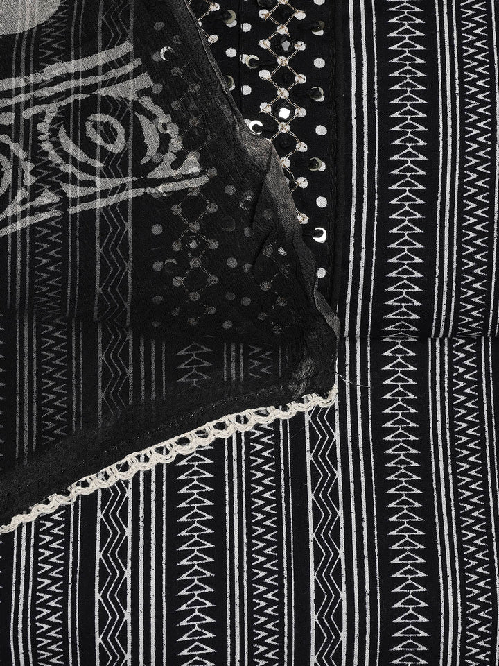 Printed Cotton Blend Unstitched Suit With Dupatta