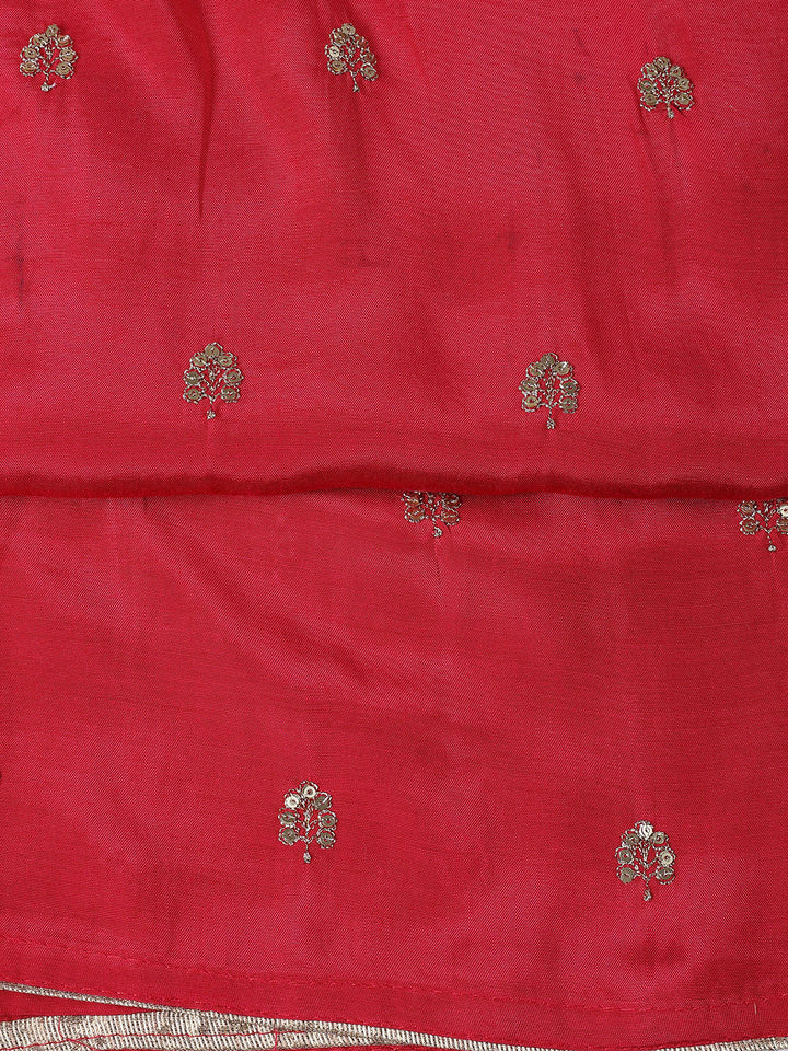 Neck Embroidered Chanderi Unstitched Suit Piece With Dupatta