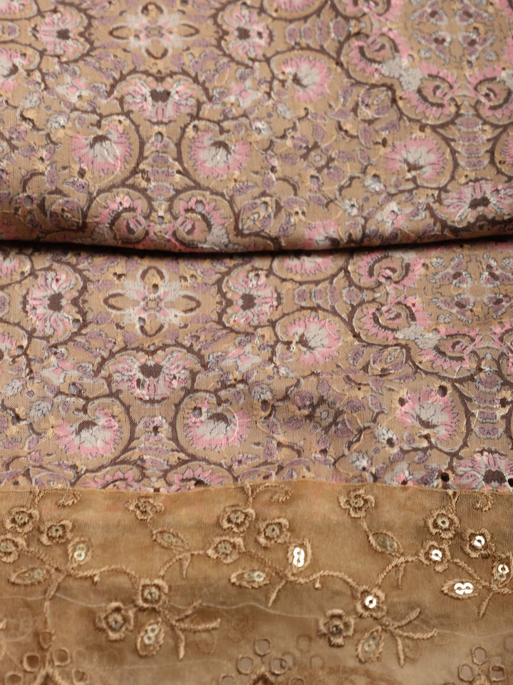Printed Cotton Blend Unstitched Suit Piece With Dupatta