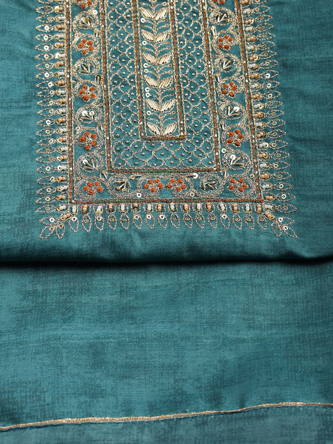 Neck Embroidered Tissue Unstitched Suit With Dupatta