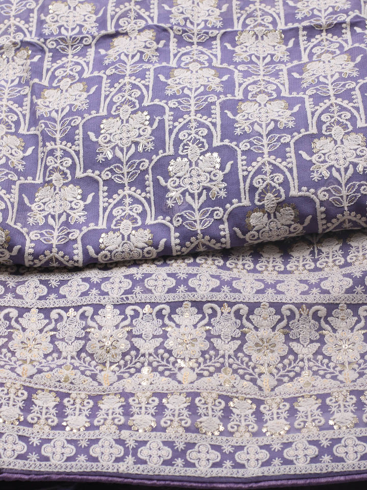 Embroidered Georgette Unstitched Suit Piece With Dupatta