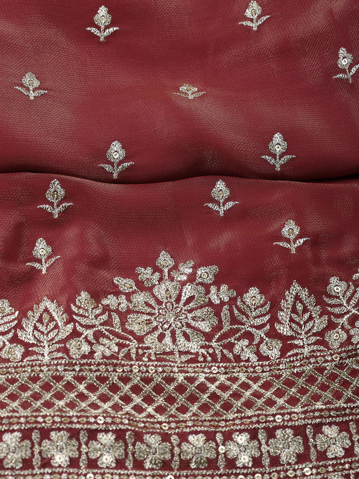 Neck Embroidered Tissue Unstitched Suit With Dupatta