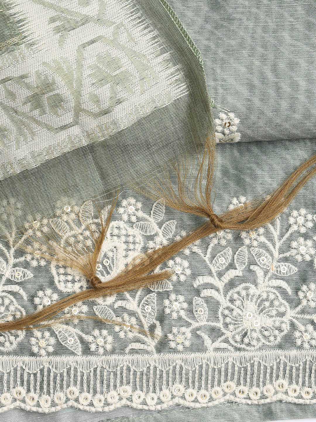 Embroidered Chanderi Unstitched Suit Piece With Dupatta