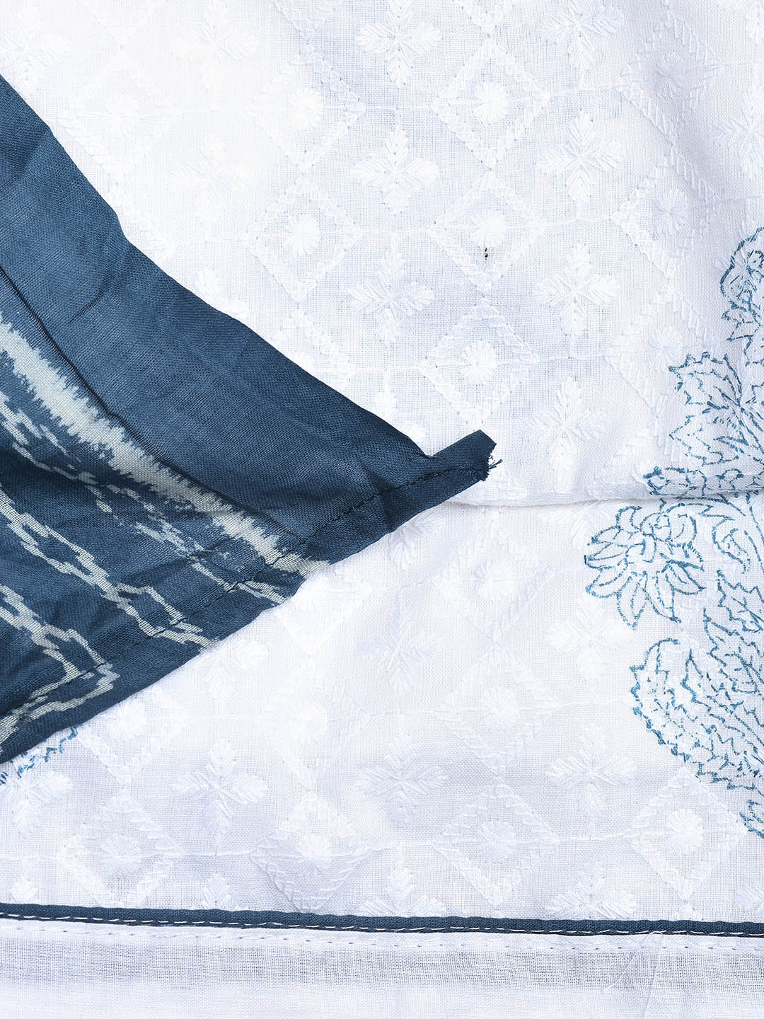 Printed Cotton Blend Unstitched Suit With Dupatta