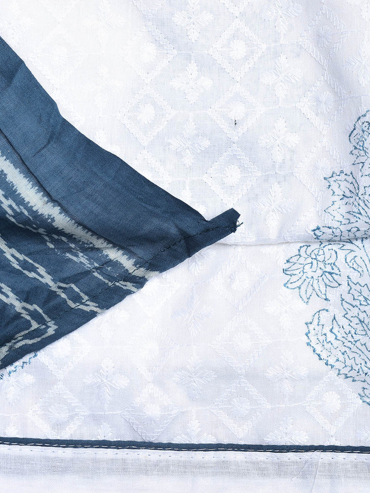 Printed Cotton Blend Unstitched Suit With Dupatta