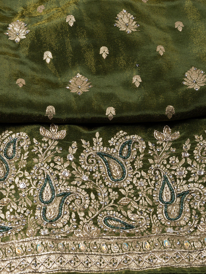 Embroidered Tissue Unstitched Suit With Dupatta