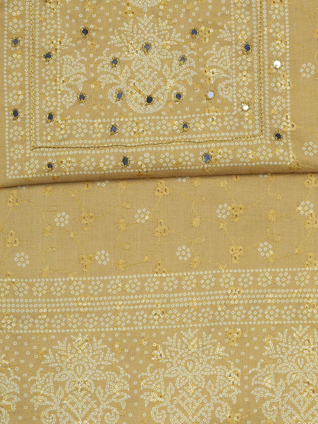 Neck Work Cotton Blend Unstitched Suit With Dupatta