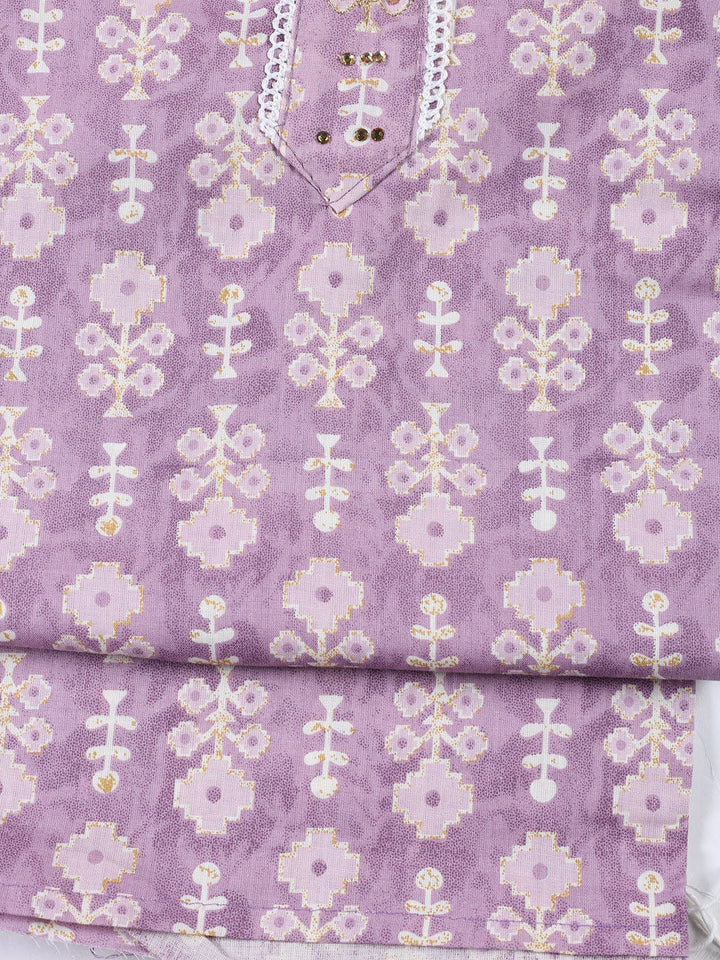 Neck Patti Cotton Blend Unstitched Suit With Dupatta
