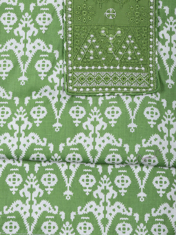 Printed Cotton Blend Unstitched Suit With Dupatta