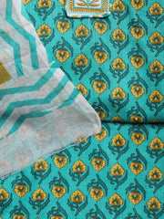 Printed Cotton Blend Unstitched Suit With Dupatta