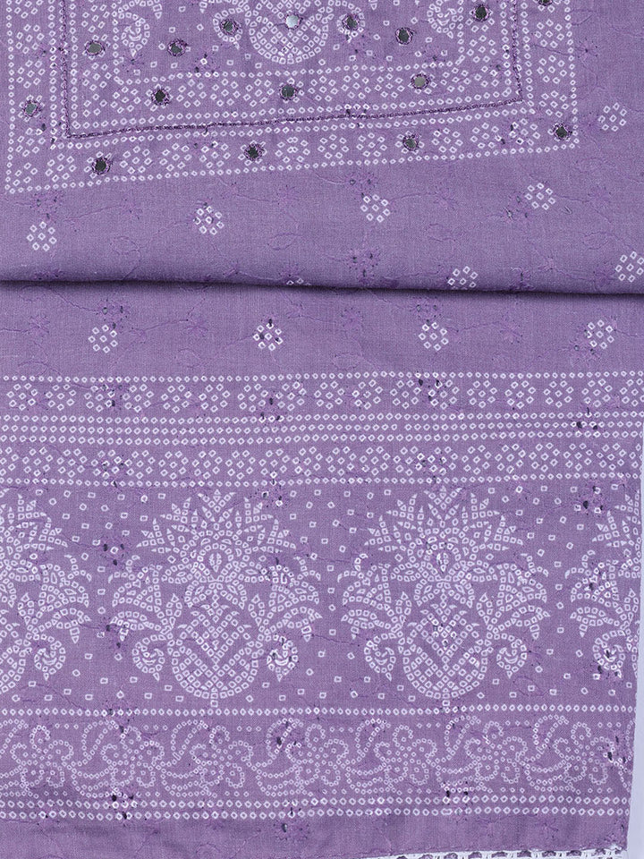 Neck Work Cotton Blend Unstitched Suit With Dupatta