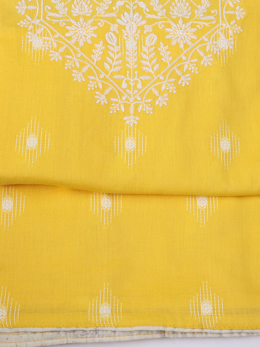 Neck Embroidered Cotton Blend Unstitched Suit Piece With Dupatta