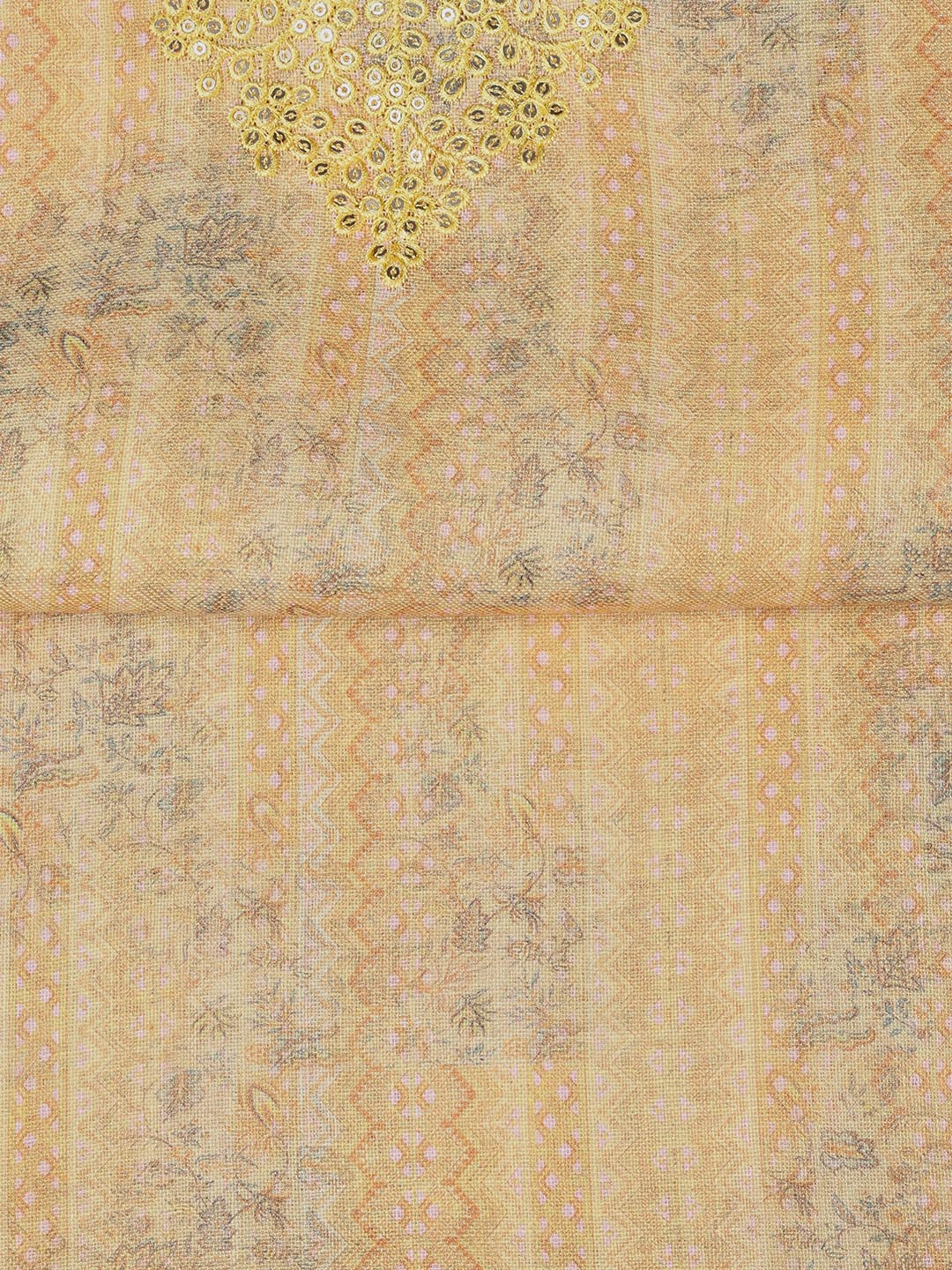 Neck Embroidery Linen Unstitched Suit With Dupatta