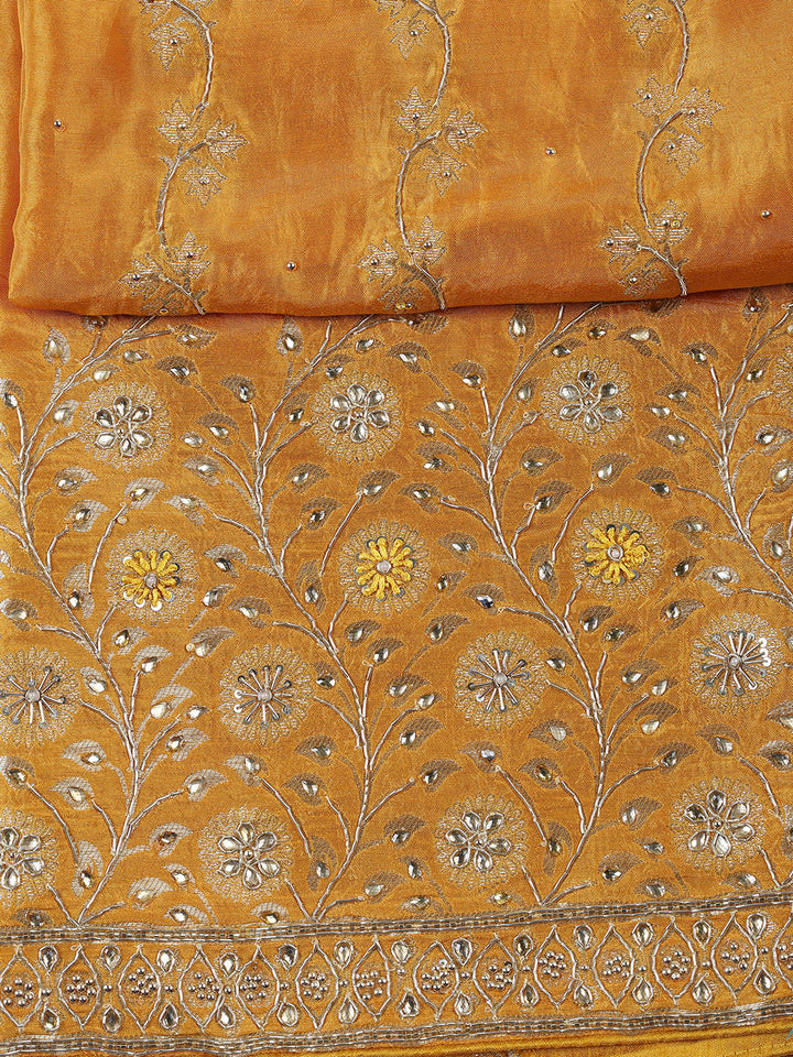 Woven Art Silk Unstitched Suit Piece With Dupatta