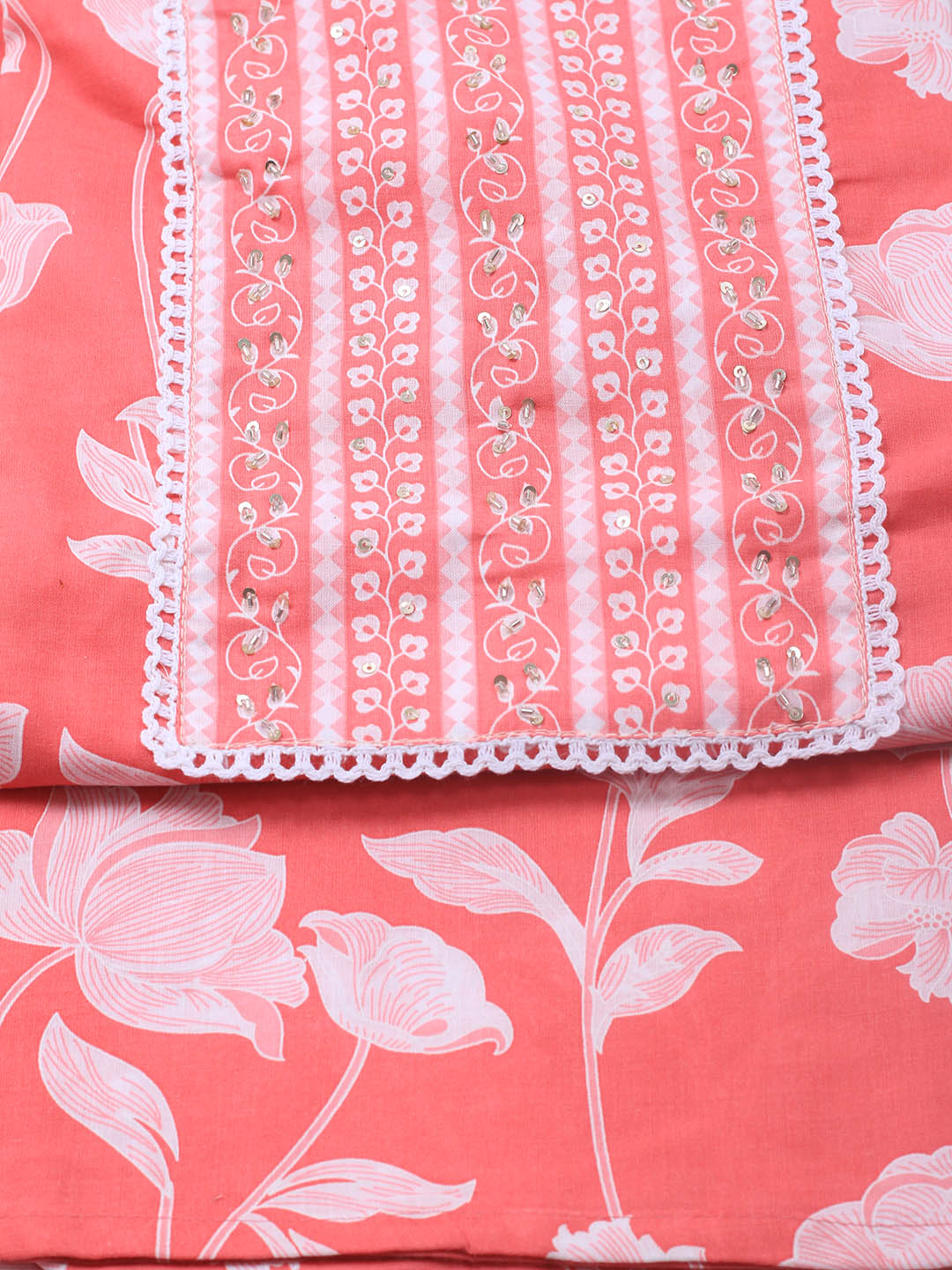Printed Cotton Blend Unstitched Suit With Dupatta