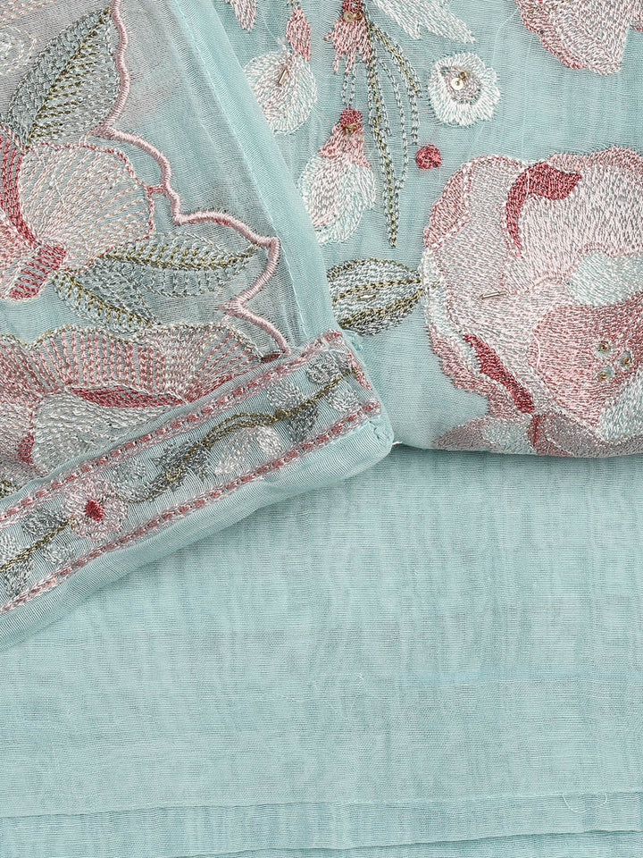 Embroidery Chanderi Unstitched Suit With Dupatta