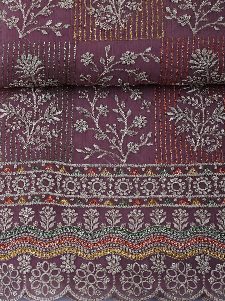 Embroidered Organza Unstitched Suit With Dupatta