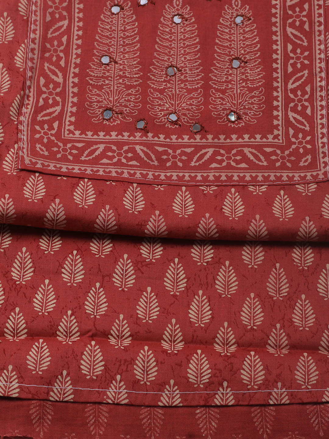 Printed Cotton Blend Unstitched Suit With Dupatta