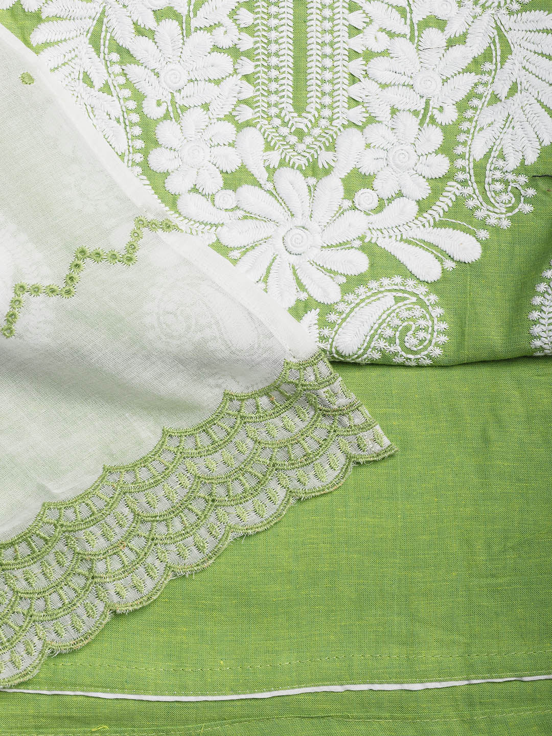 Neck Embroidered Cotton Blend Unstitched Suit With Dupatta