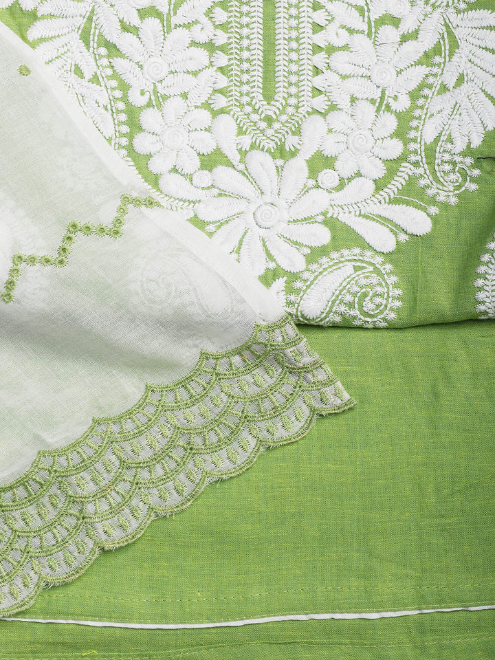 Neck Embroidered Cotton Blend Unstitched Suit With Dupatta
