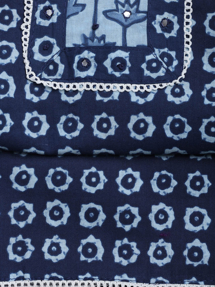 Printed Cotton Blend Unstitched Suit With Dupatta