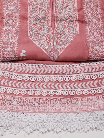 Neck Embroidered Muslin Unstitched Suit Piece With Dupatta