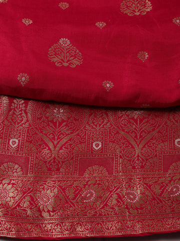 Ethnic Motifs Woven Chanderi Unstitched Suit With Dupatta