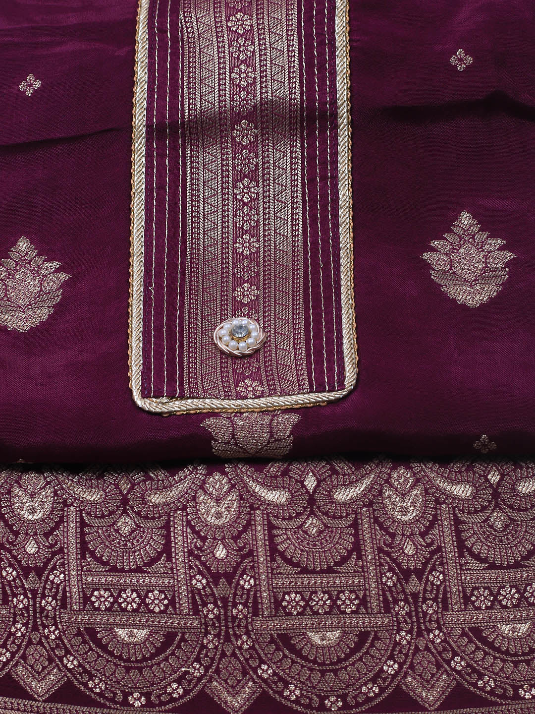 Embroidery Chanderi Unstitched Suit With Dupatta