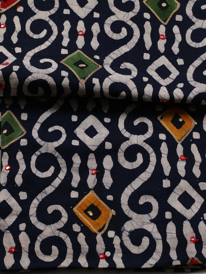 Printed Cotton Blend Unstitched Suit With Dupatta