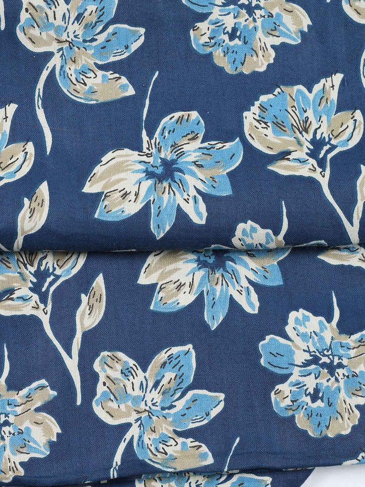 Printed Cotton Blend Unstitched Suit With Dupatta