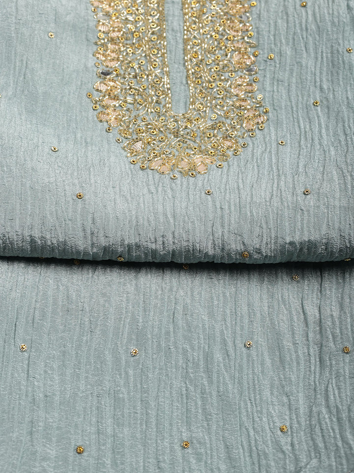 Neck Embroidered Tissue Unstitched Suit With Dupatta