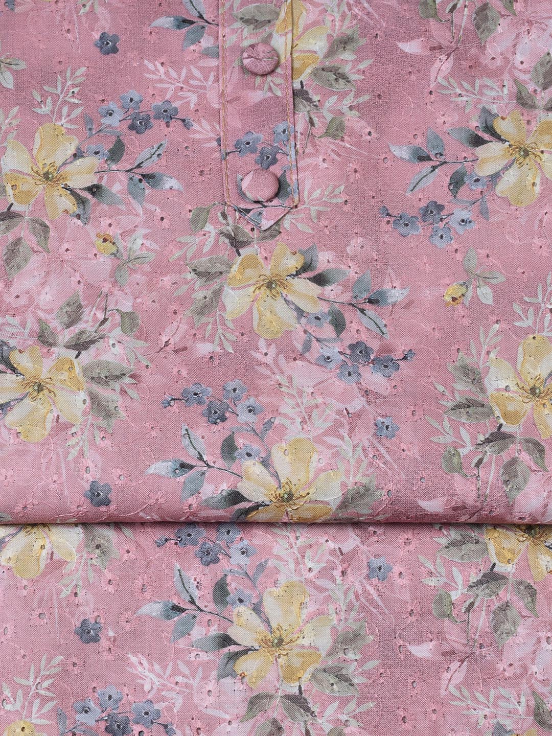 Printed Cotton Blend Unstitched Suit With Dupatta