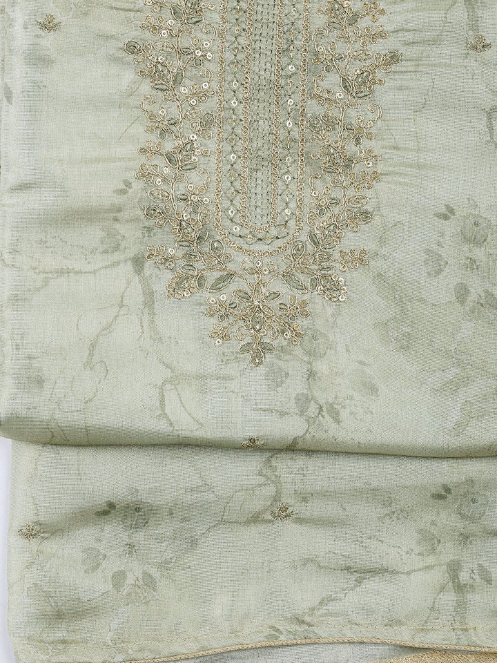 Neck Embroidery Tissue Unstitched Suit With Dupatta