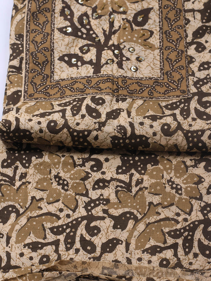 Printed Cotton Blend Unstitched Suit With Dupatta