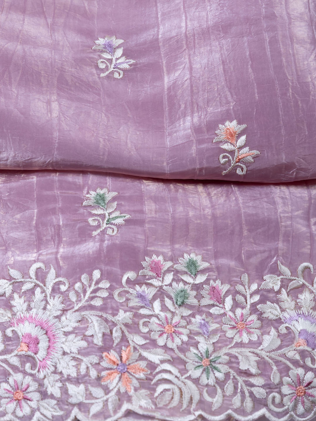 Embroidered Tissue Unstitched Suit With Dupatta