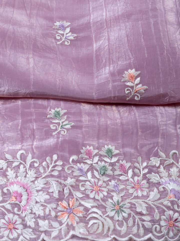Embroidered Tissue Unstitched Suit With Dupatta