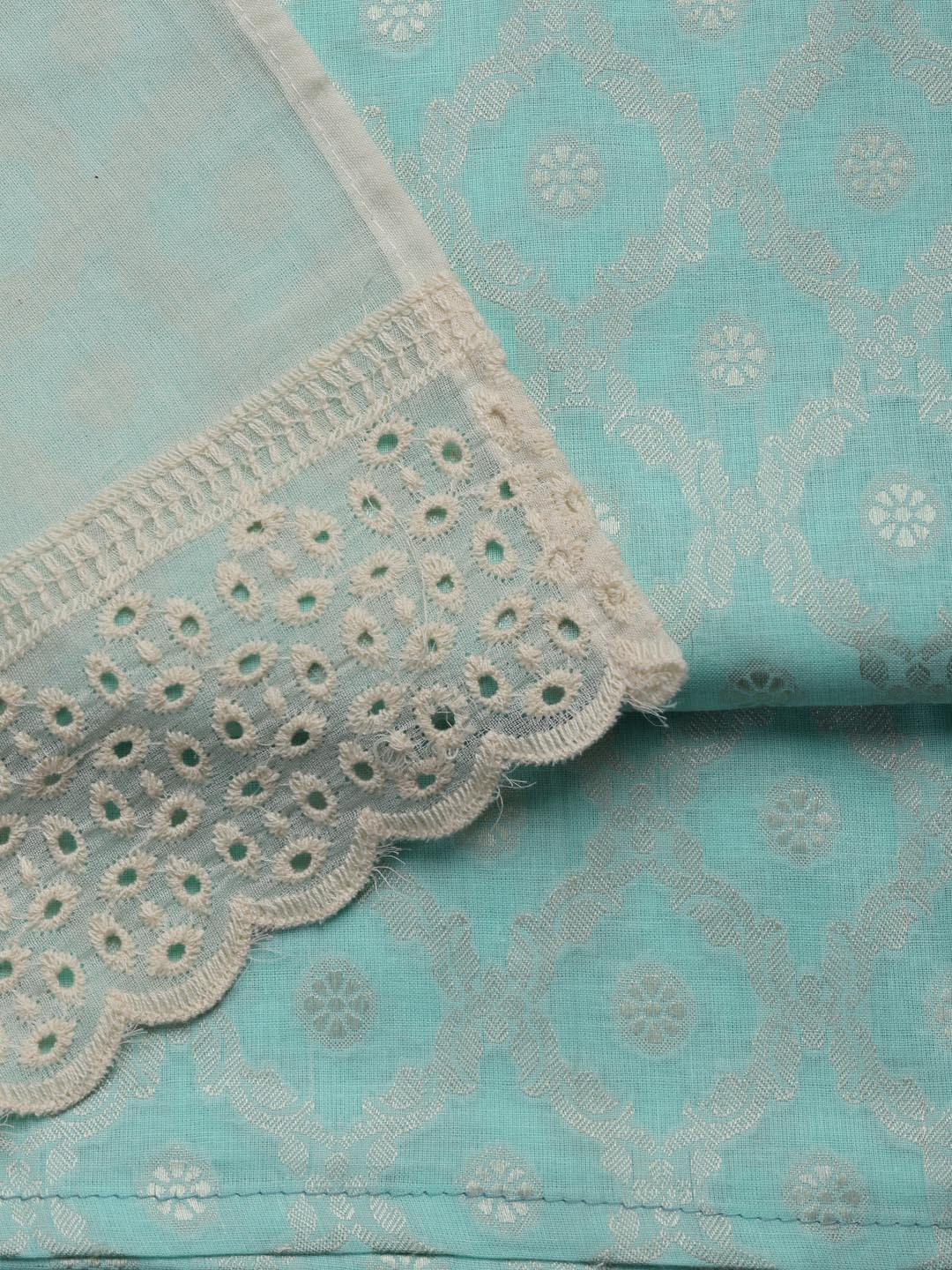 Woven Embroidered Cotton Blend Unstitched Suit With Dupatta