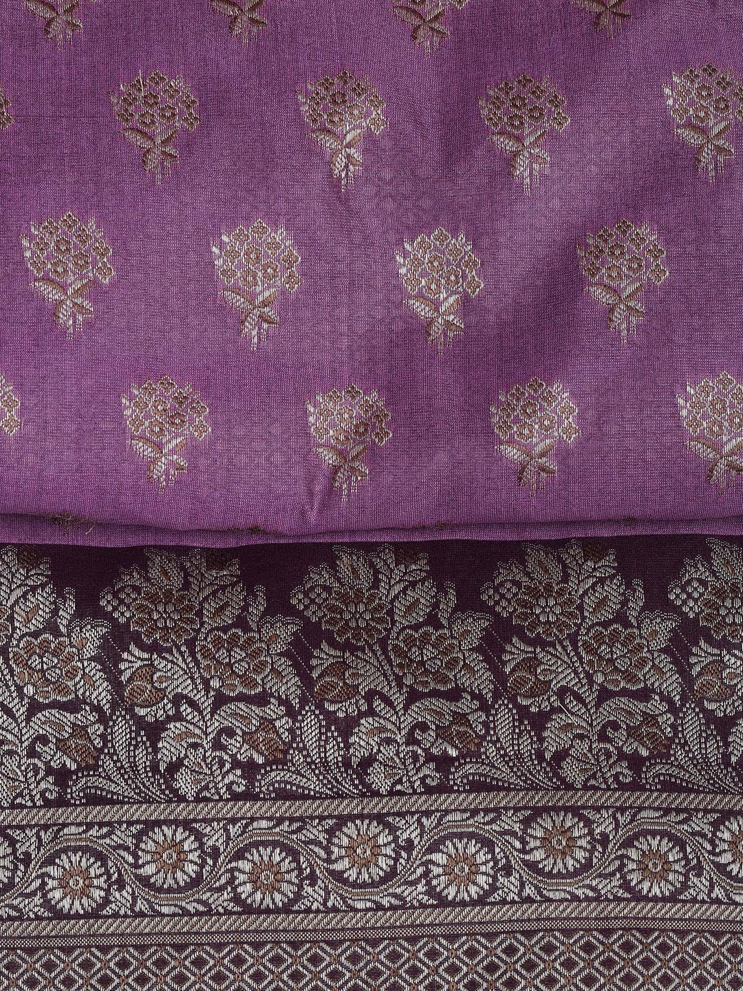 Floral Woven Booti Chanderi Unstitched Suit With Dupatta