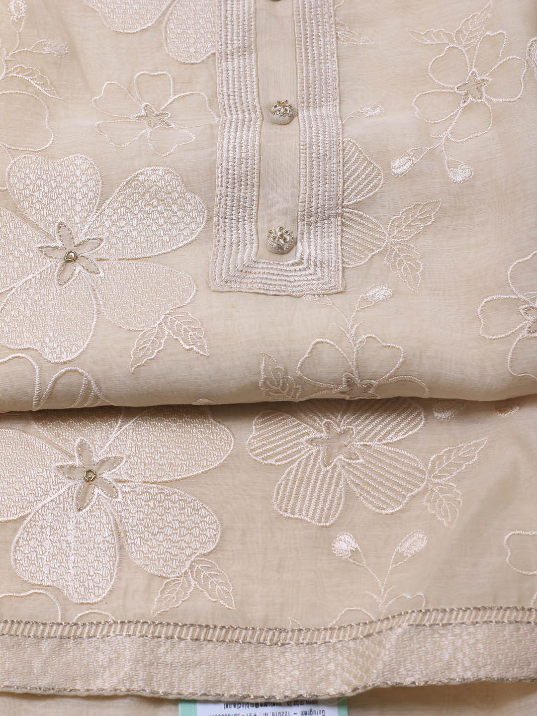 Embroidered Chanderi Unstitched Suit With Dupatta