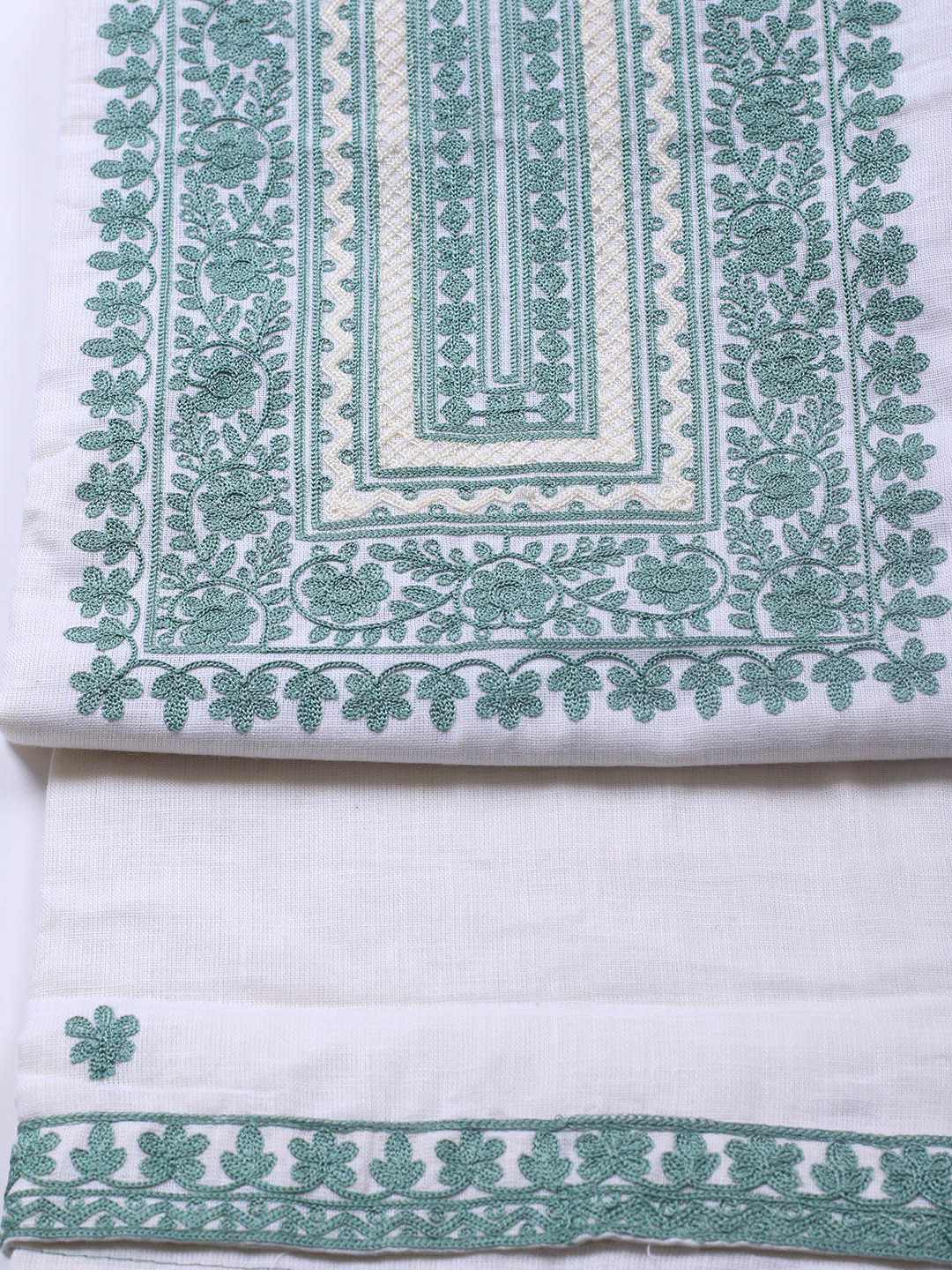 Neck Embroidery Cotton Blend Unstitched Suit With Dupatta