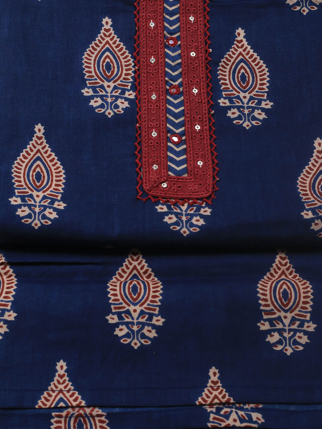 Printed Cotton Blend Unstitched Suit Piece With Dupatta