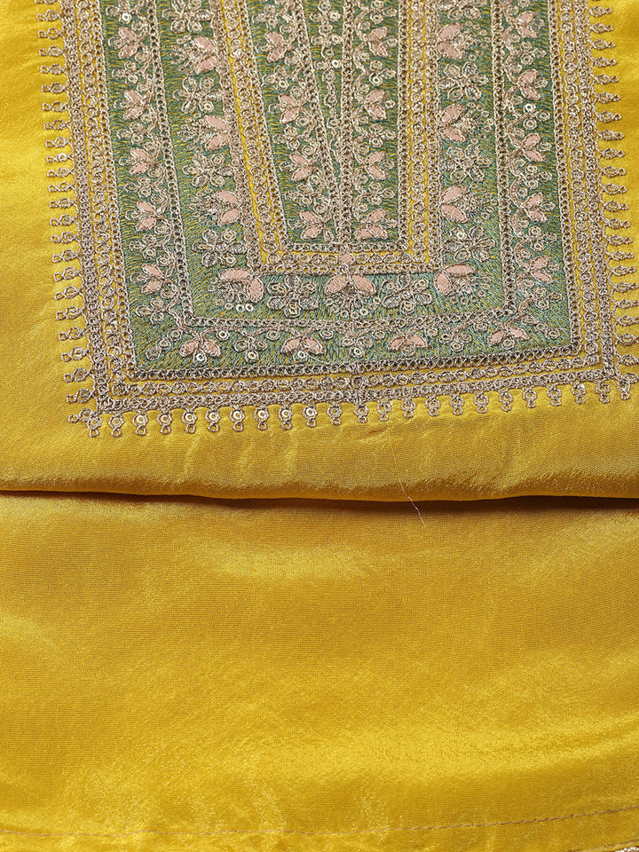 Neck Embroidered Tissue Unstitched Suit With Dupatta