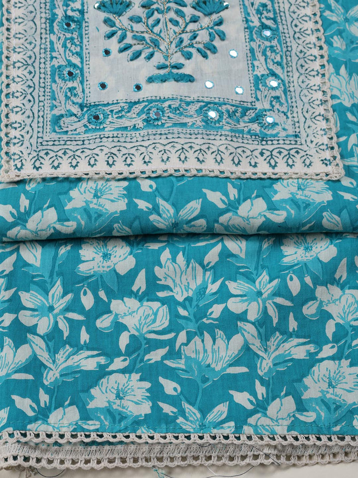 Printed Cotton Blend Unstitched Suit Piece With Dupatta