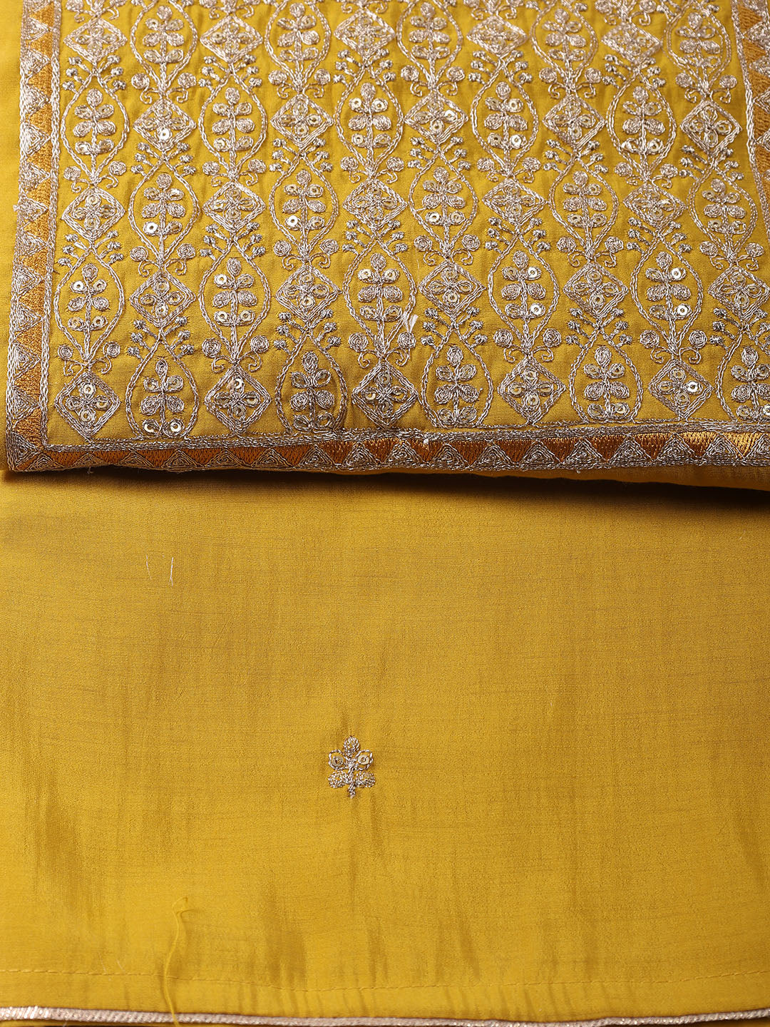 Neck Embroidered Chanderi Unstitched Suit With Dupatta