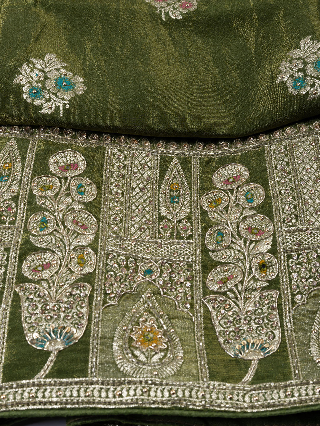 Woven Tissue Unstitched Suit Piece With Dupatta